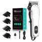 White Professional Cordless Hair Clipper with LED Display - Rechargeable Electric Hair Trimmer for Men