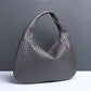 Dark Gray Elegant Woven PU Leather Hobo Bag - Stylish Large-Capacity Shoulder Handbag for Women