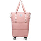 Pink Large Capacity Foldable Travel Bags with Wheels - Lightweight Waterproof Duffel