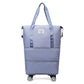Blue Large Capacity Foldable Travel Bags with Wheels - Lightweight Waterproof Duffel
