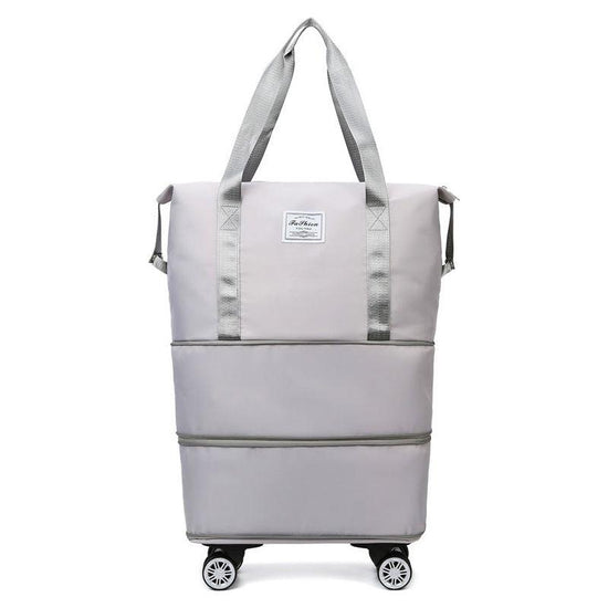 Gray Large Capacity Foldable Travel Bags with Wheels - Lightweight Waterproof Duffel