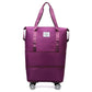 Purple Large Capacity Foldable Travel Bags with Wheels - Lightweight Waterproof Duffel