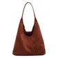 Minimalist Faux Suede Tote Bags - Soft Large Capacity Handbags for Everyday Use ( Brown)