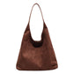 Minimalist Faux Suede Tote Bags - Soft Large Capacity Handbags for Everyday Use ( Coffee )