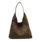 Minimalist Faux Suede Tote Bags - Soft Large Capacity Handbags for Everyday Use ( Green )