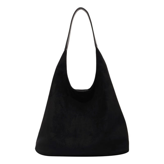 Minimalist Faux Suede Tote Bags - Soft Large Capacity Handbags for Everyday Use ( Black )