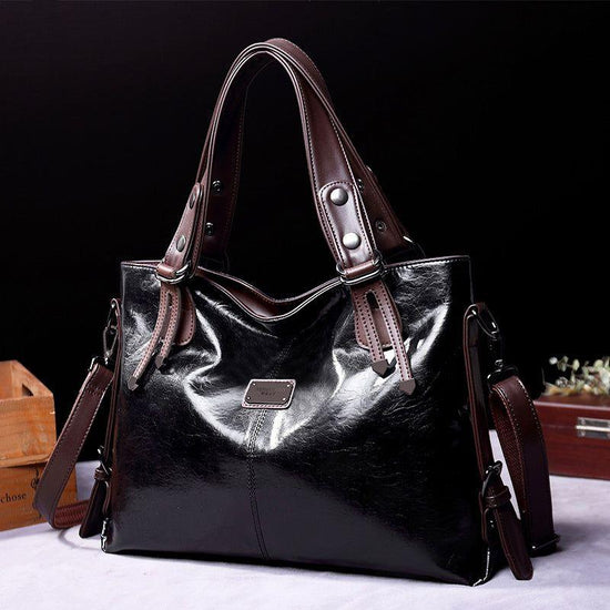 Classic Vintage PU Leather Handbag-Spacious Shoulder and Crossbody for Women (Black)