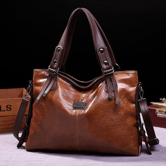 Classic Vintage PU Leather Handbag-Spacious Shoulder and Crossbody for Women (Brown)