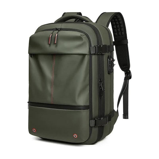 Army Green Expandable Waterproof Laptop Backpack - Fits 17-Inch Laptop, Anti-Theft Design, Travel Friendly