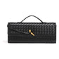 Black Luxury Woven PU Leather Clutch - Elegant Women&