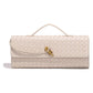 Off White Luxury Woven PU Leather Clutch - Elegant Women&