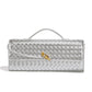 Silver Luxury Woven PU Leather Clutch - Elegant Women&