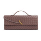 Coffee Luxury Woven PU Leather Clutch - Elegant Women&