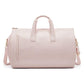Pink PU Leather Travel Duffel Bag - Large Capacity Waterproof Suit Bag with Shoe Compartment