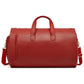 Red PU Leather Travel Duffel Bag - Large Capacity Waterproof Suit Bag with Shoe Compartment