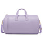 Purple PU Leather Travel Duffel Bag - Large Capacity Waterproof Suit Bag with Shoe Compartment