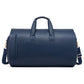 Blue PU Leather Travel Duffel Bag - Large Capacity Waterproof Suit Bag with Shoe Compartment