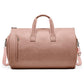 Champagne PU Leather Travel Duffel Bag - Large Capacity Waterproof Suit Bag with Shoe Compartment