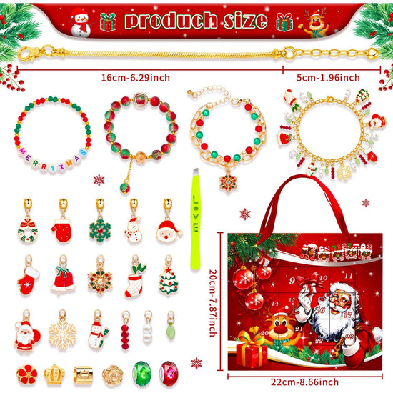 M-18 Christmas Jewelry Advent Calendar - DIY Charm Bracelet Kit with 24 Days of Surprises