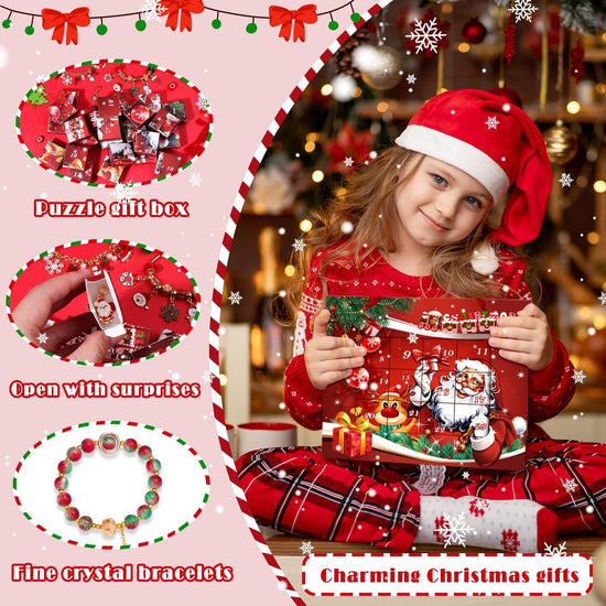 M-13 Christmas Jewelry Advent Calendar - DIY Charm Bracelet Kit with 24 Days of Surprises