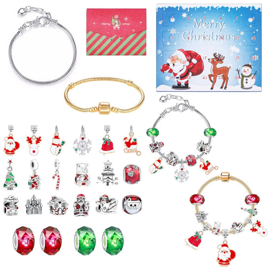 M-05 Christmas Jewelry Advent Calendar - DIY Charm Bracelet Kit with 24 Days of Surprises