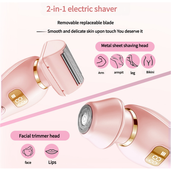 U34 Pink 2-in-1 Electric Razor for Women - Multifunctional Rechargeable Hair Removal Shaver