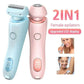 Blue 2-in-1 Electric Razor for Women - Multifunctional Rechargeable Hair Removal Shaver