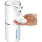 White Automatic Foaming Soap Dispenser with Rechargeable Battery, Touch Control, and 380ml Capacity - IPX5 Waterproof
