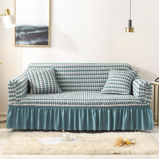 Elastic sofa cover-two-color blue (190-230cm)