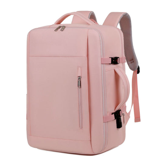 Pink Expandable Backpack with USB Port - Multi-Functional Outdoor, Commuter & Laptop Bag