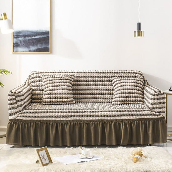 Elastic sofa cover-two-color coffee (145-185cm)