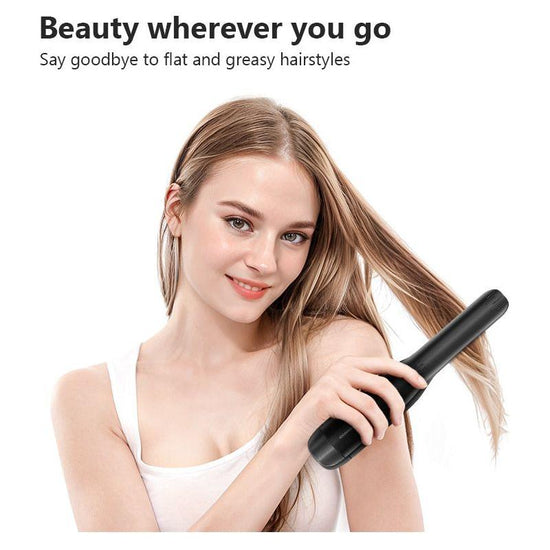 White Wireless USB Rechargeable 2-in-1 Curling Iron & Flat Iron - Portable Hair Straightener & Curler