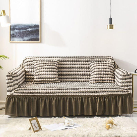 Elastic sofa cover-two-color coffee (305-360cm)