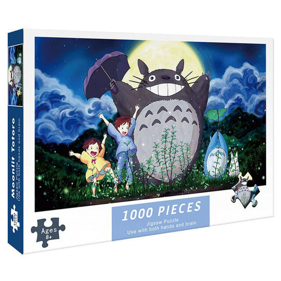 (2 PCS) 1000-Piece Moonlight Totoro Jigsaw Puzzle - High Difficulty Stress-Relief  Toy