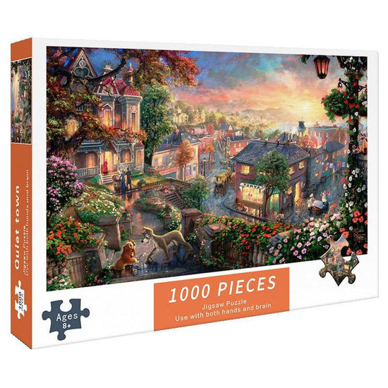 (2 PCS) 1000-Piece Quiet Town Jigsaw Puzzle - High Difficulty Stress-Relief  Toy