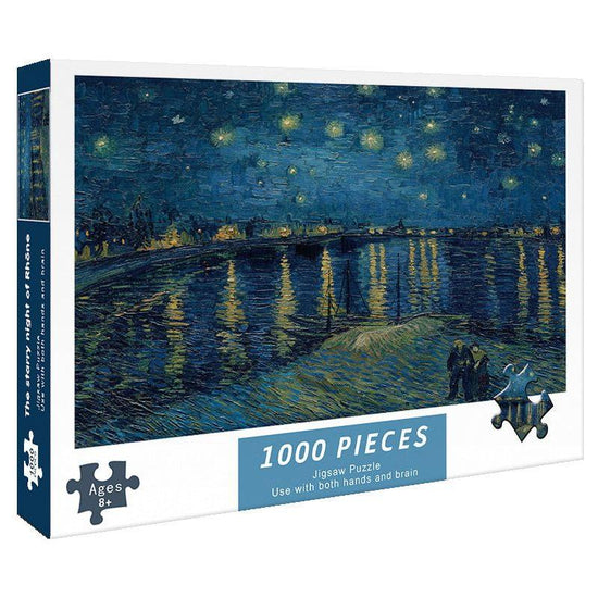 (2 PCS) 1000-Piece Rhone Starry Night Jigsaw Puzzle - High Difficulty Stress-Relief  Toy