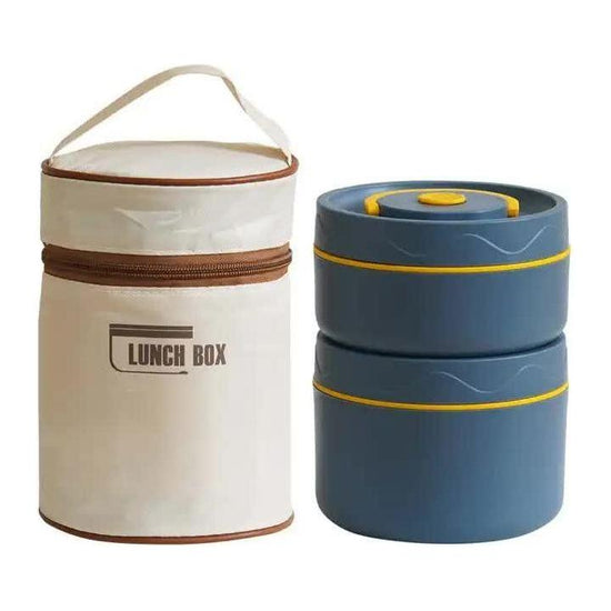 Blue 304 Stainless Steel Microwave-Safe Lunch Box Set (2-Pack) with Insulated Bag, Removable liner, 400+600ML