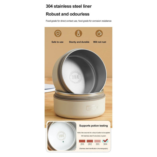 Blue 304 Stainless Steel Microwave-Safe Lunch Box Set (2-Pack) with Insulated Bag, Removable liner, 400+600ML