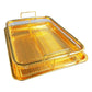 BBQ Square Non-Stick Stainless Steel Grill Basket - Gold Color, Small Size (30*22*5.5 cm), Ideal for Grilling Meat and Vegetables