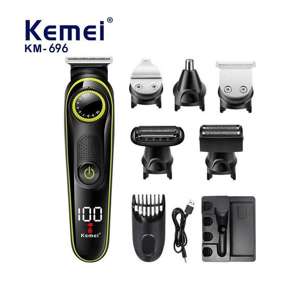 KM-696 5-in-1 Multifunctional Hair Clipper - Electric Hair Trimmer, Shaver & Nose Hair Trimmer Set