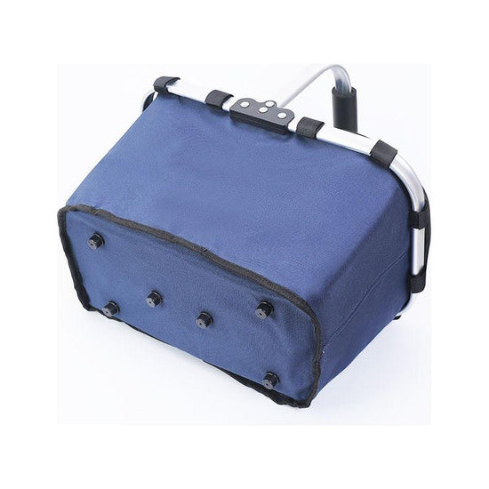Dark Blue Portable Picnic Basket - Foldable Insulated Outdoor Shopping Basket, Meal Delivery & Takeout Carrier
