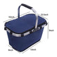 Dark Blue Portable Picnic Basket - Foldable Insulated Outdoor Shopping Basket, Meal Delivery & Takeout Carrier