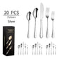 Silver 410 Stainless Steel Cutlery Set - Western Steak Knife, Fork & Spoon Set, 4 Set/20-Piece Dinnerware Set