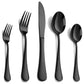 Black 410 Stainless Steel Cutlery Set - Western Steak Knife, Fork & Spoon Set, 6 Set/30-Piece Dinnerware Set