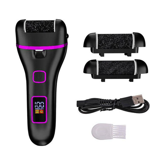017 Black Electric Foot Callus Remover - Rechargeable Waterproof Pedicure Tool with Automatic Dead Skin Removal