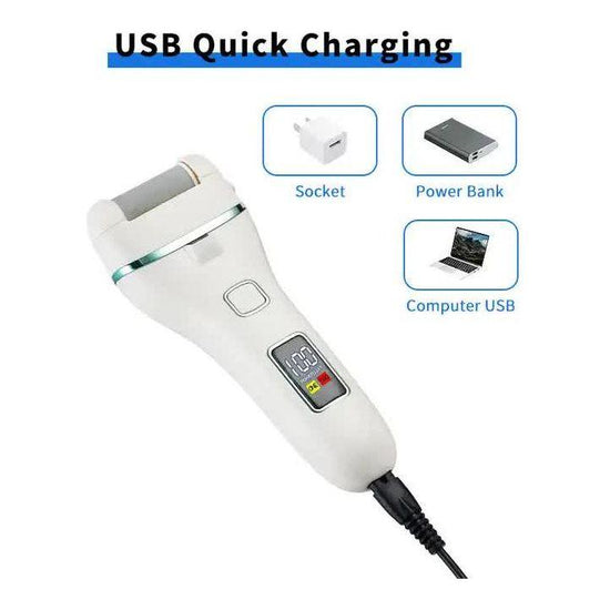 017 Black Electric Foot Callus Remover - Rechargeable Waterproof Pedicure Tool with Automatic Dead Skin Removal