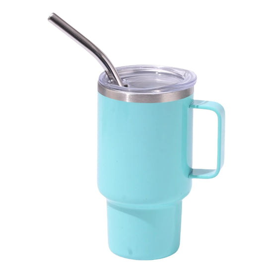 3oz Blue Sublimation Mini Car Cup - Stainless Steel Straw Beer Cup, Portable Insulated Whiskey Shot Glass, Perfect for On-the-Go Drinking