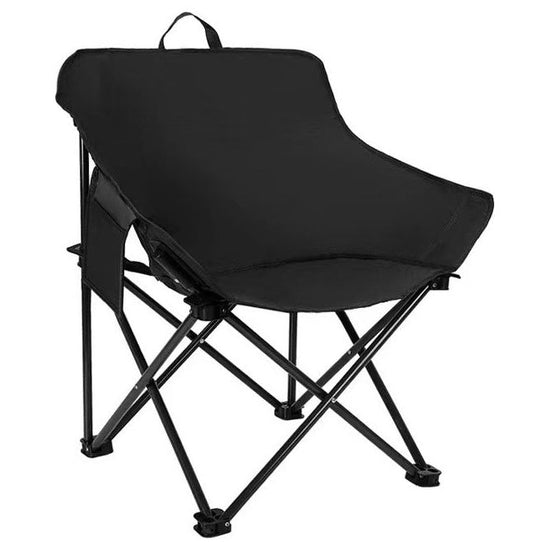 Black Outdoor Folding Camping Chair - Portable Lounge Chair, Lightweight Beach Chair, Fishing Stool, and Picnic Seat, Perfect for Outdoor Adventures