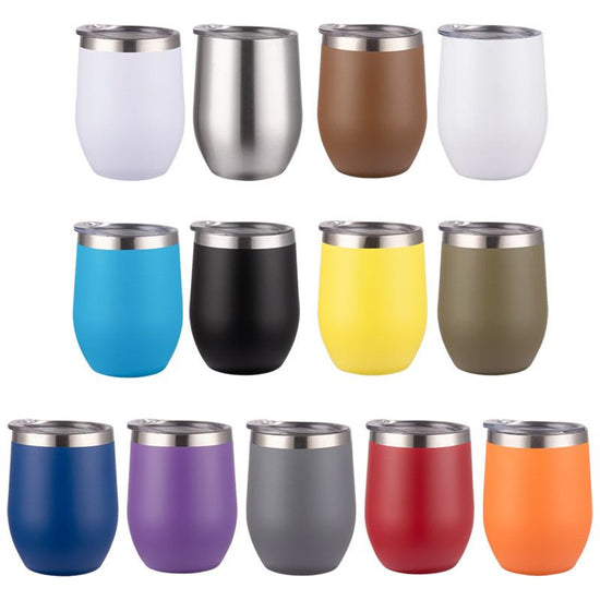 Grey 12oz Double-Wall Vacuum 304 Eggshell Cup - Mini Portable Insulated U-Shaped Cup, Creative Small Beer Mug