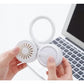 White Portable Neck Hanging USB Fan - Foldable Lazy Fan with Strong Airflow, USB Rechargeable, Outdoor & Desktop Use